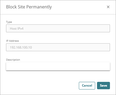 Screenshot of the Block Site Permanently dialog box