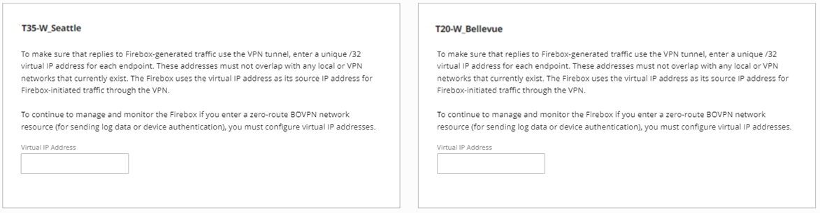 Screen shot of the virtual IP address settings
