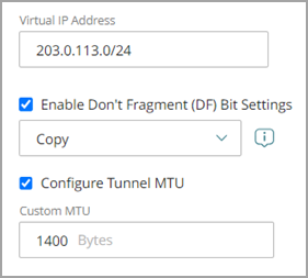 Screenshot of the Configure Tunnel MTU UI.
