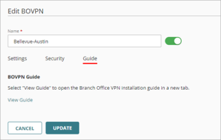 Screen shot of the Edit BOVPN page, Guide tab
