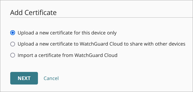 Screen shot of the Add Certificate page in Device Manager