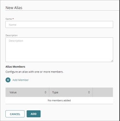 Screenshot of the New Alias settings