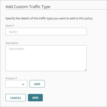Screen shot of the Add Custom Traffic Type settings