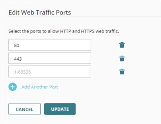 Screen shot of the Edit Web Traffic Ports dialog box