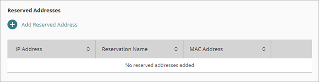 Screen shot of the Reserved Addresses list