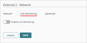 Screen shot of the Link Monitoring tab with Link Monitoring disabled