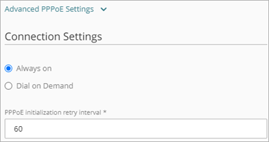 Screen shot of the Advanced PPPoE Connection Settings