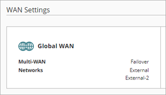 Screen shot of the Global WAN tile on the Networks configuration page