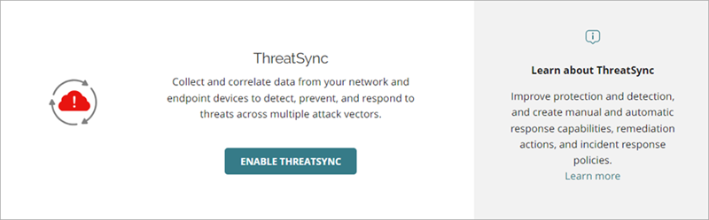 Screen shot of the Enable ThreatSync widget