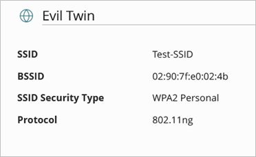 Screenshot of the Evil Twin section of the Incidient Details page in ThreatSync