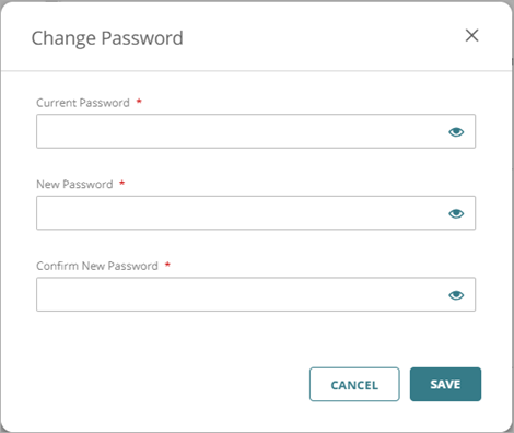 Screen shot of the change password dialog box