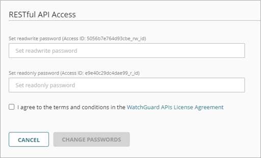 Screen shot of the Change Passwords page.