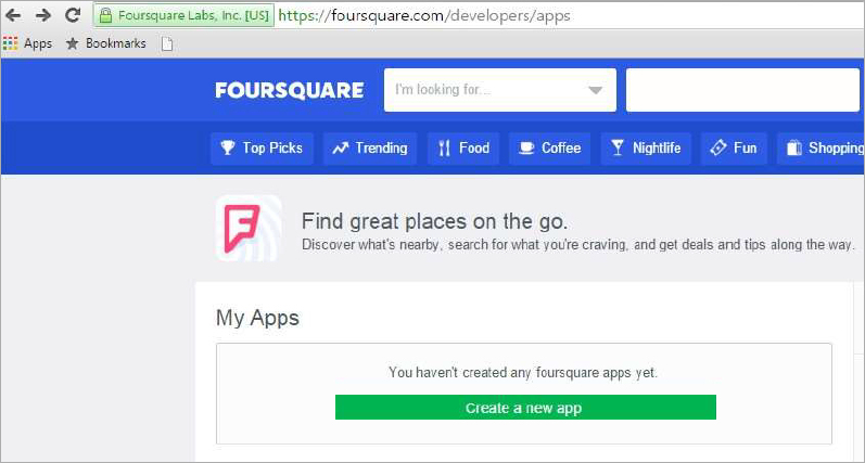 Foursquare developer page