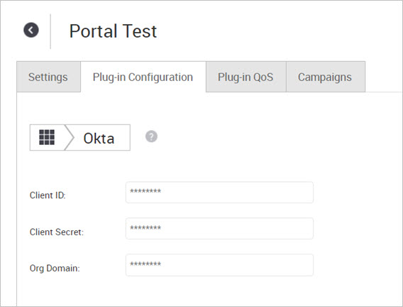 Screen shot of the Okta plug-in configuration in Analyze