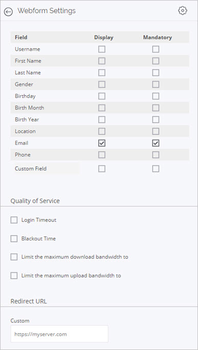 Screen shot of the Webform plug-in settings in Discover