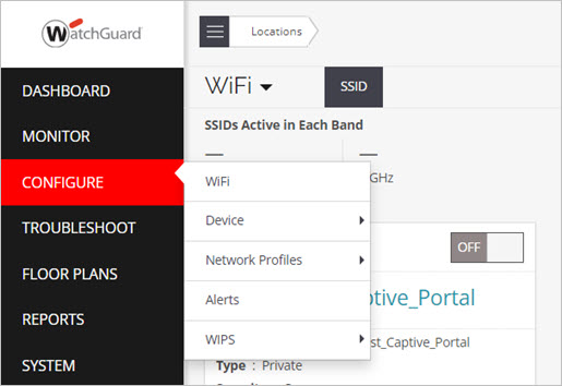 Screen shot of the Configure > WiFi page in Discover