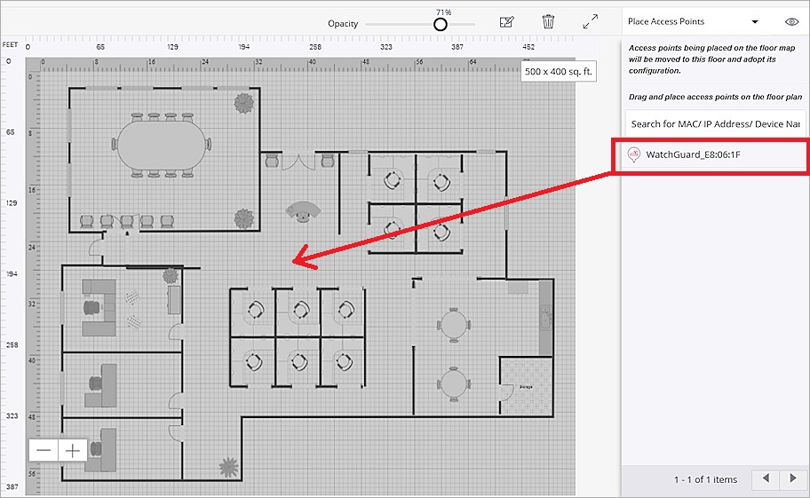 Screen shot of a floor plan with AP placement