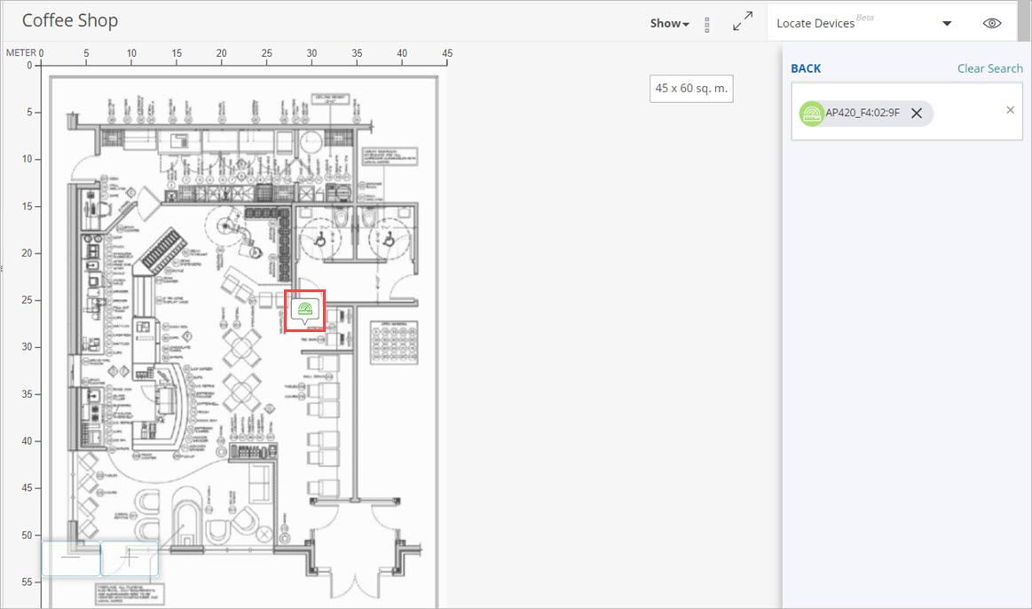 Screen shot of an AP located on a floor plan