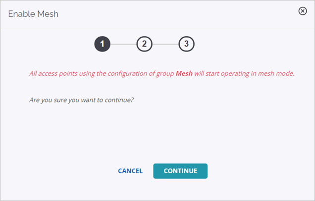 Screen shot of the Enable Mesh Mode page