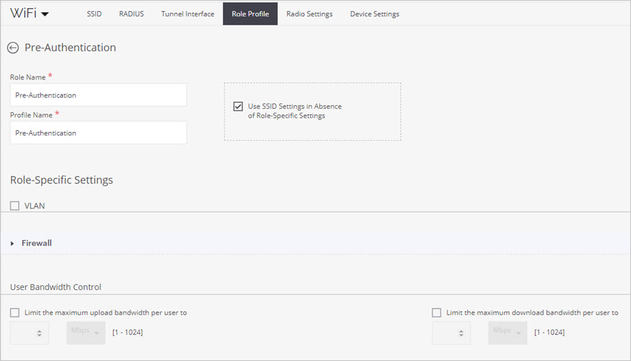 Screen shot of the Role Profile settings in Discover