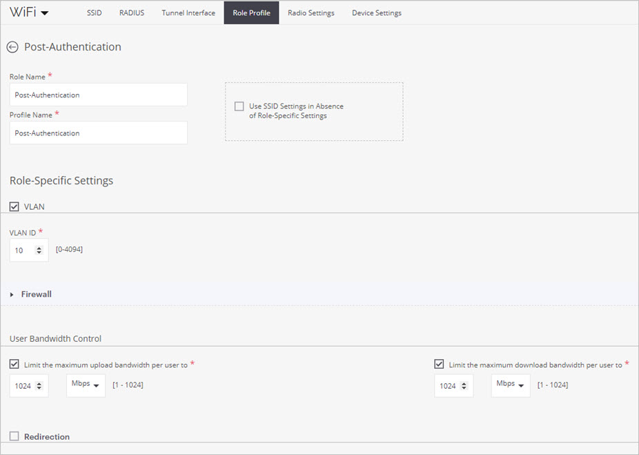 Screen shot of the Role Profile settings in Discover