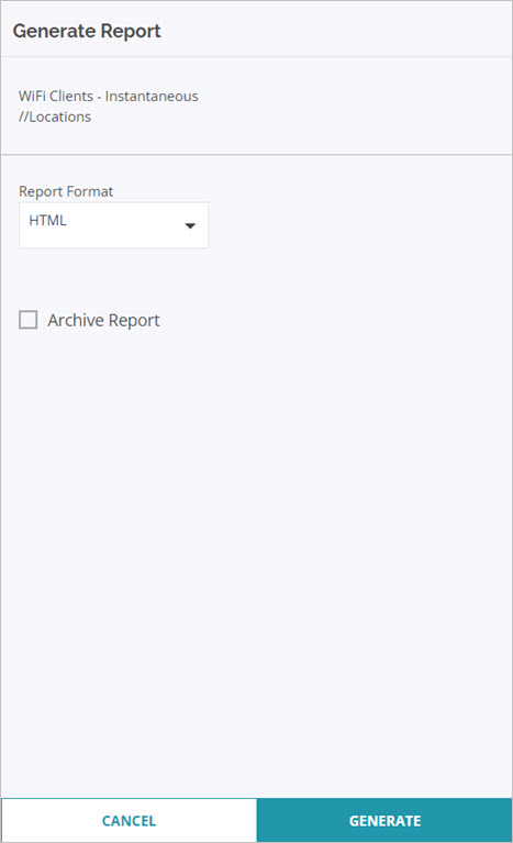 Screen shot of the Generate Report configuration in Discover