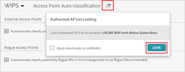 Screen shot of the Authorized AP List Locking