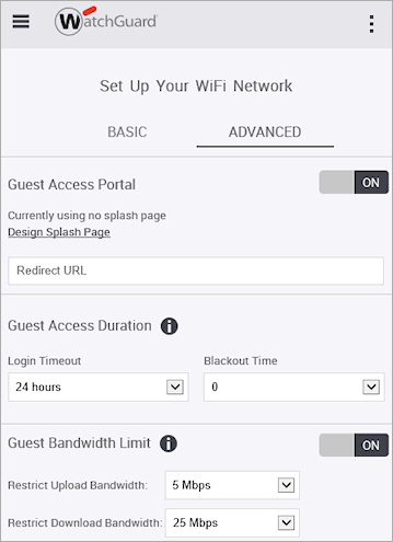 WatchGuard Go Advanced Settings for Guest Networks