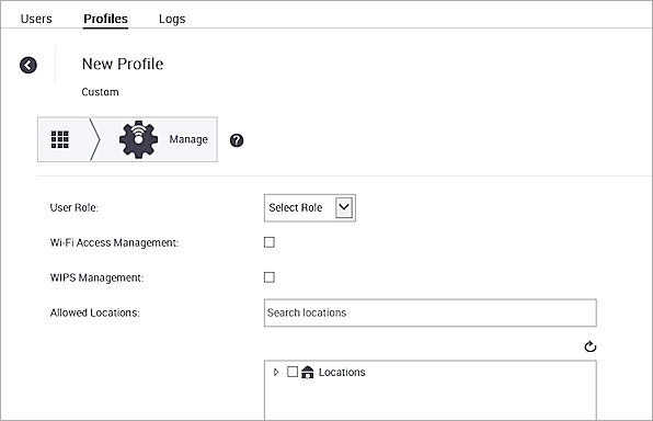 Screen shot of the Admin > Profiles > Manage settings