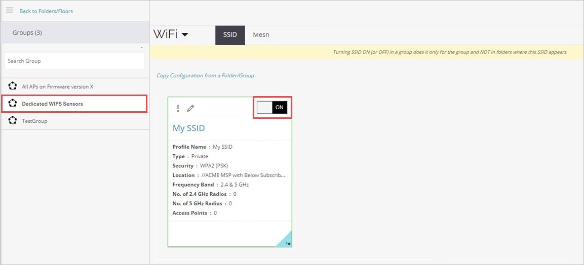 Screen shot of adding an SSID configuration to an AP group