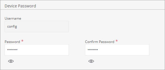 Screen show of the device password settings in Discover