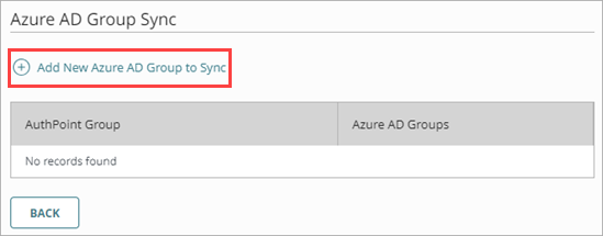Screen shot that shows the Azure AD Group Sync page.