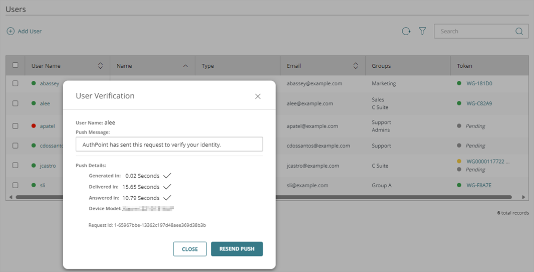 Screen shot that shows the User Verification dialog box.