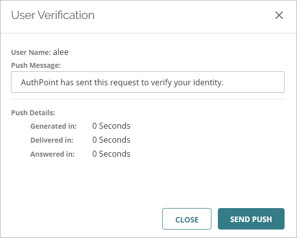 Screenshot of the User Verification dialog box.