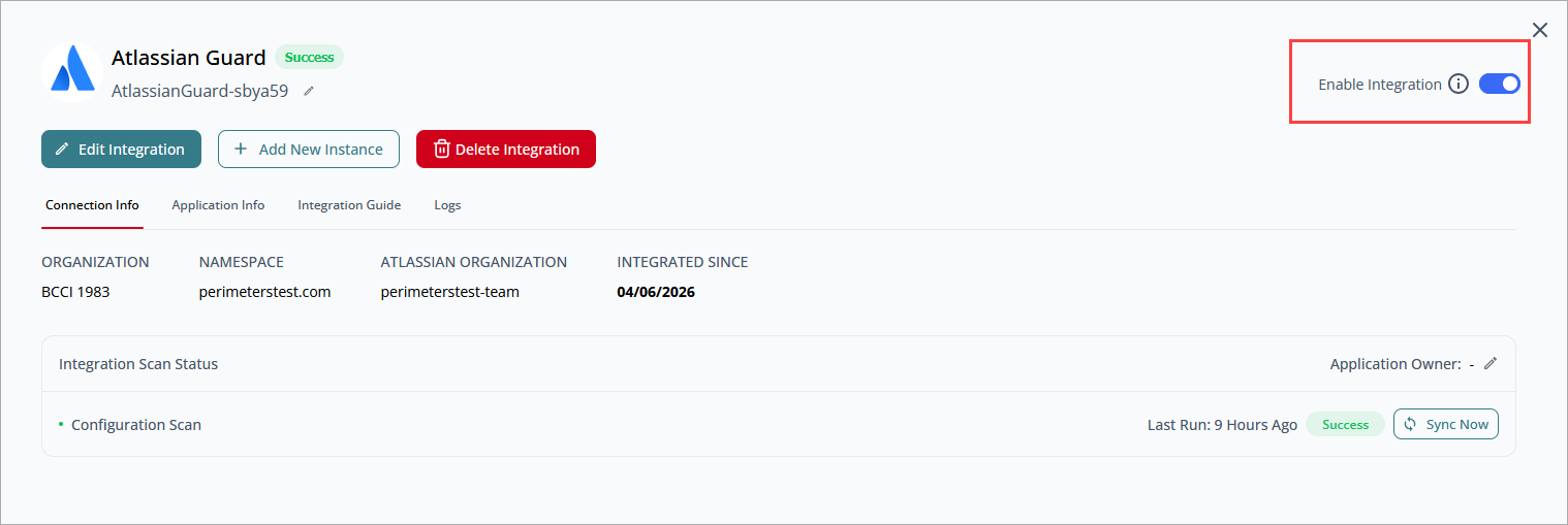 Screen shot of enable integration toggle in CloudDR
