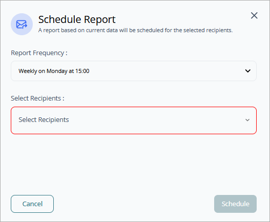 Screen shot of Schedule Report dialog box