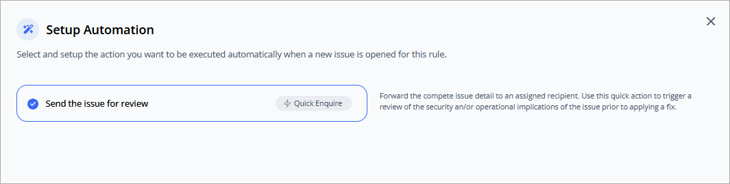 Screen shot of Setup Automation dialog box, CloudDR
