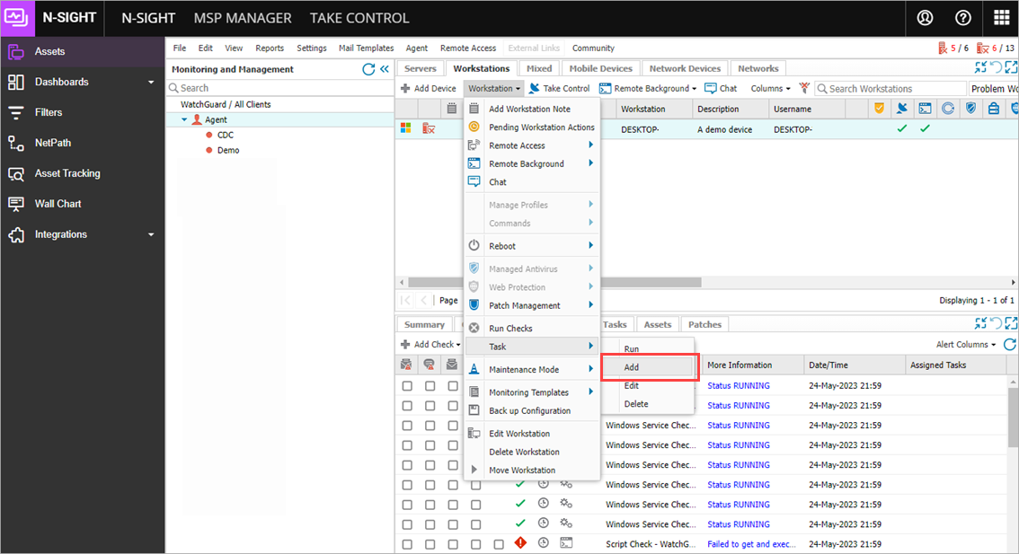Screenshot of Workstations > Add > Task path in N-sight