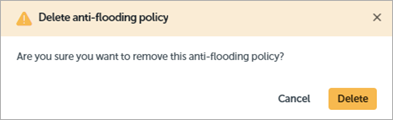 Screen shot of Endpoint Security 360, Advanced Visualization Tool, Delete anti-flooding policy dialog box