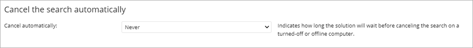 Screen shot of Endpoint Security 360, Data Control cancel search automatically