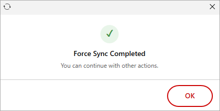 Screen shot of the PSInfo Force Sync complete