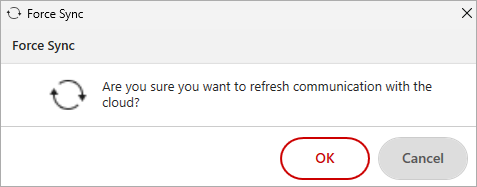 Screen shot of the PSInfo Force Sync confirmation