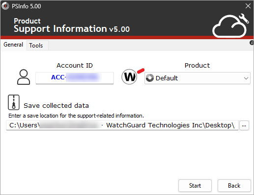 Screenshot of the PSInfo UI