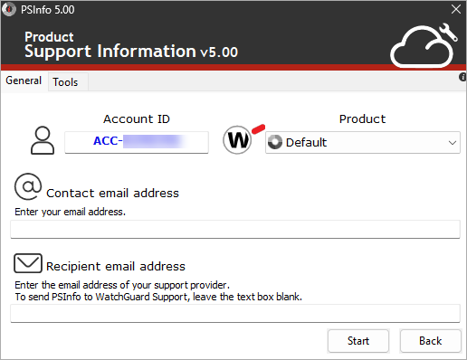 Screenshot of the PSInfo UI