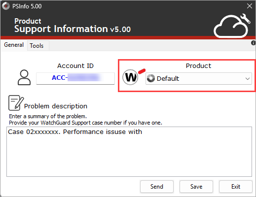 Screenshot of the PSInfo UI