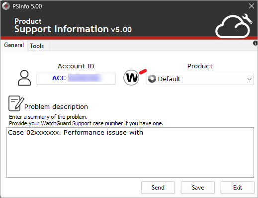 Screenshot of the PSInfo UI