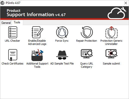 Screenshot of the PSInfo UI