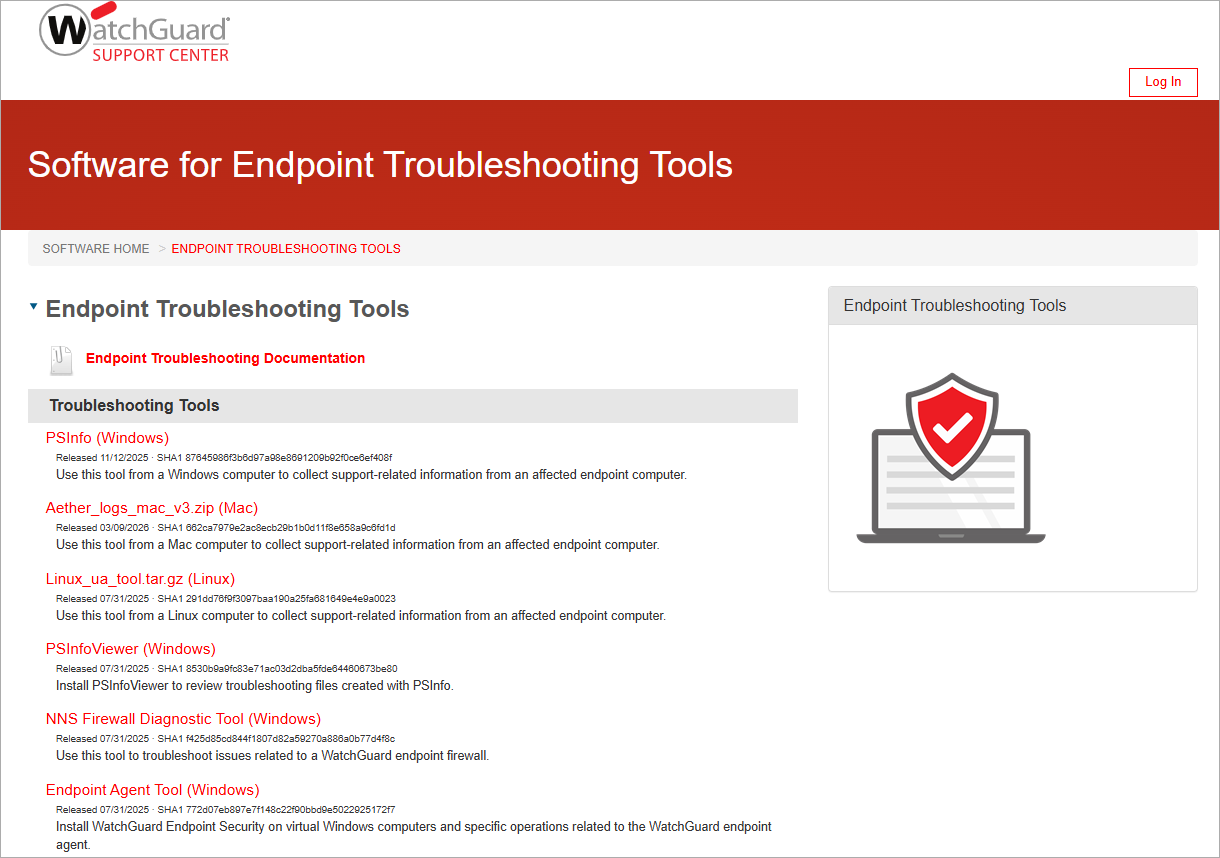 Screenshot of the Additional Tools Included in Support Information page 
