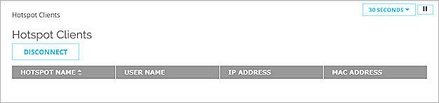 Screen shot of the Hotspot Clients page