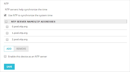 NTP Settings dialog box